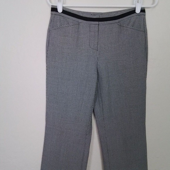 Liz Claiborne Tabitha‎ Pant 2 Petite Black White Herringbone Mid Rise Straight - Picture 2 of 15